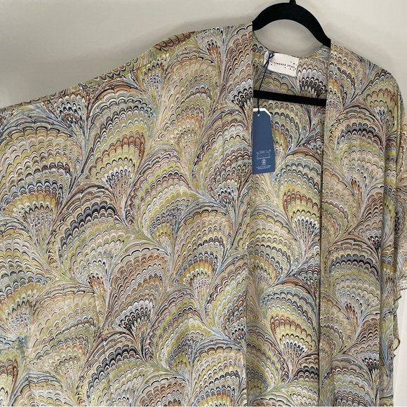 One Hundred Stars Long Kimono Marbled Green - Picture 4 of 8